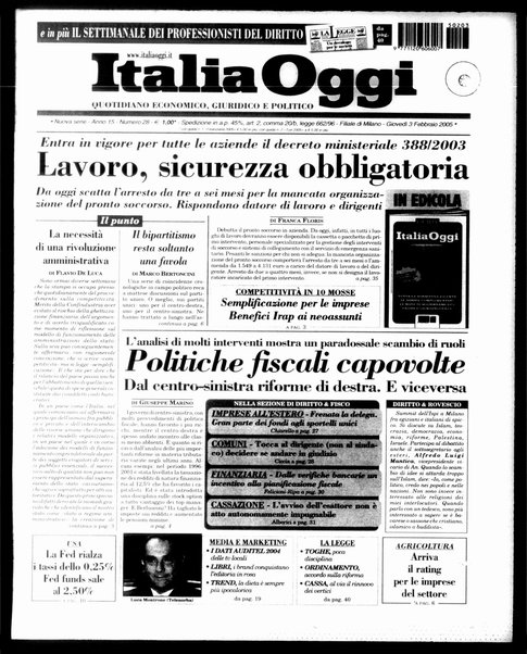 Italia oggi : quotidiano di economia finanza e politica